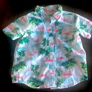Tropical flamingo print Janie and Jack boys shirt